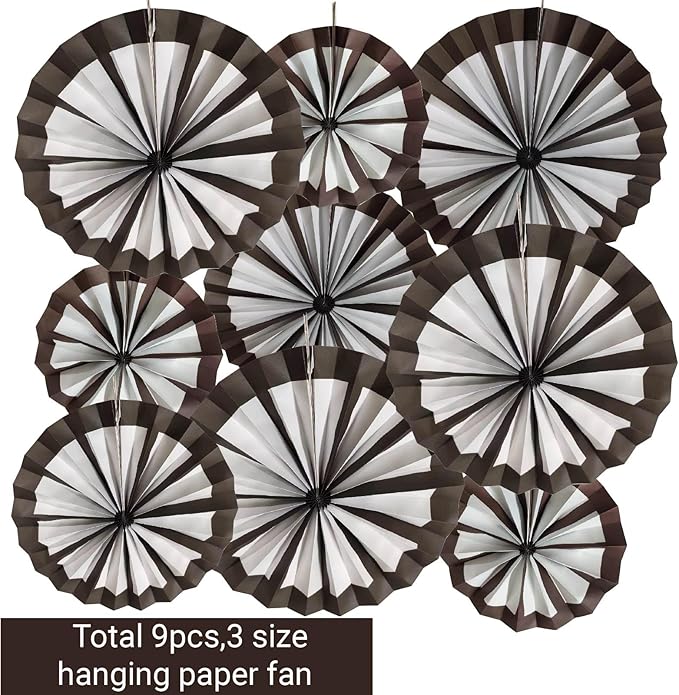 9Pcs Wagon Wheel Western Cowboy Party Decorations Straw Hay Bales Paper Fans Hanging Ceiling Wall Decor for Wild Cowboy Themed Rodeo Farm Birthday Party Supplies