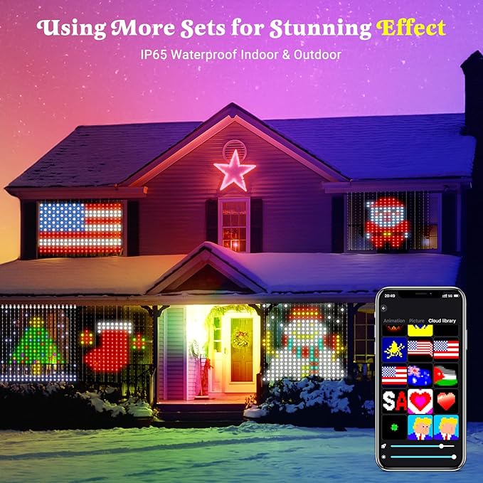 Smart Curtain Lights 400 LED, Color Changing Curtain Lights 6.6ft*6.6ft with APP&Remote,Dynamic DIY Fairy String Light for Bedroom Living Room Backdrop LED Halloween Chrismas Light Decor