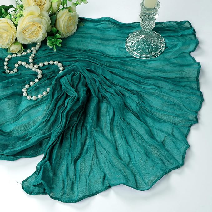 6 Pack Teal Cheesecloth Table Runner 10Ft Gauze Cheese Cloth Table Runner 35x120 Inch Boho Sheer Rustic Fabric Runner for Party Decor Baby Shower Wedding Holiday Decorations