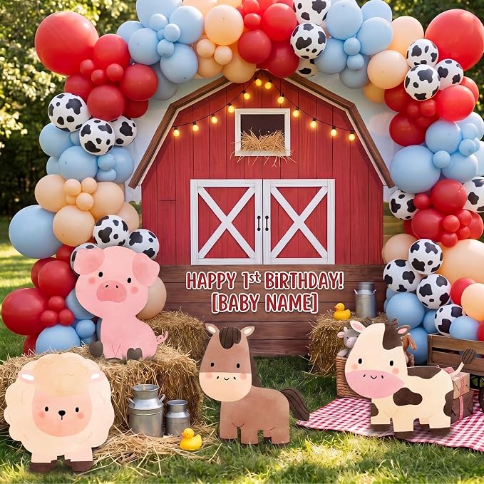 Honoson 4 Pcs Large 24" x 32" Farm Animals Cardboard Cutouts, Farm Animal Party Decoration Yard Signs for Baby Shower Birthday Supplies Barn Lawn Classroom Photo Backdrop Decor