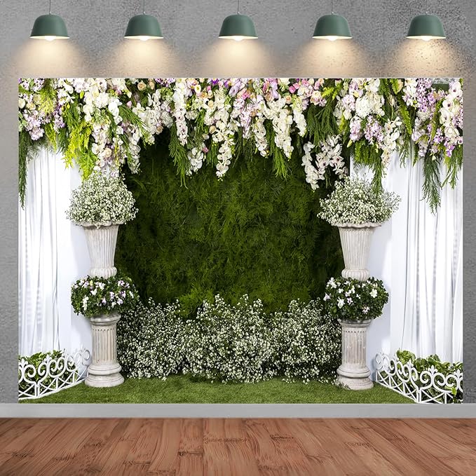 10x8ft Wedding Backdrop Beautiful Flowers Photograph Backgrounds for Ceremony Bridal Shower Party Scene Engagement Dinner Decoration Banner Photo Booth Studio Props