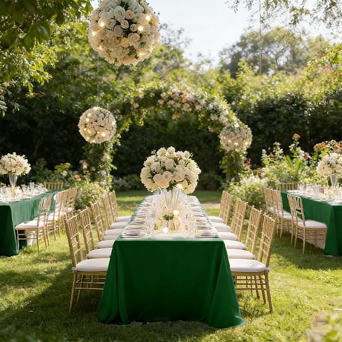 12 Pack Hunter Green Tablecloth 60x102 Inch Rectangular Table Cover | Wrinkle Resistant, Machine Washable Reusable, Wedding, Banquet, Restaurant, Party, Baby Shower,Indoor Outdoor Events