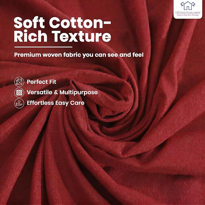 LFH Home Cotton Rich Beautiful Tablecloth for Rectangle Tables, 60 x 108 Inch Table Cloth, Machine Washable Fabric Table Cover for Dining Table, Kitchen, Parties, Holidays & Everyday Use-Red