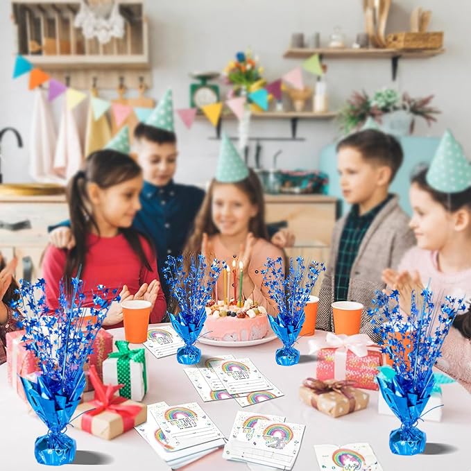 Gyufise 6 Pack Metallic Foil Spray Centerpiece Star Table Decoration Burst Table Centerpieces Table Decor for Birthday Wedding Anniversary Graduation Holiday Party Supplies Blue