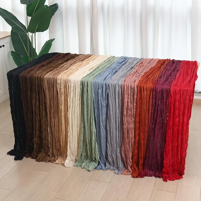 6 Pack Terracotta Cheesecloth Table Runner 120 Inch 10FT Red Cheese Cloth Fabric Burnt Orange Runners for Football Theme, Banquet, Barro Themed Party Retro Decoration, Fall Wedding Decor