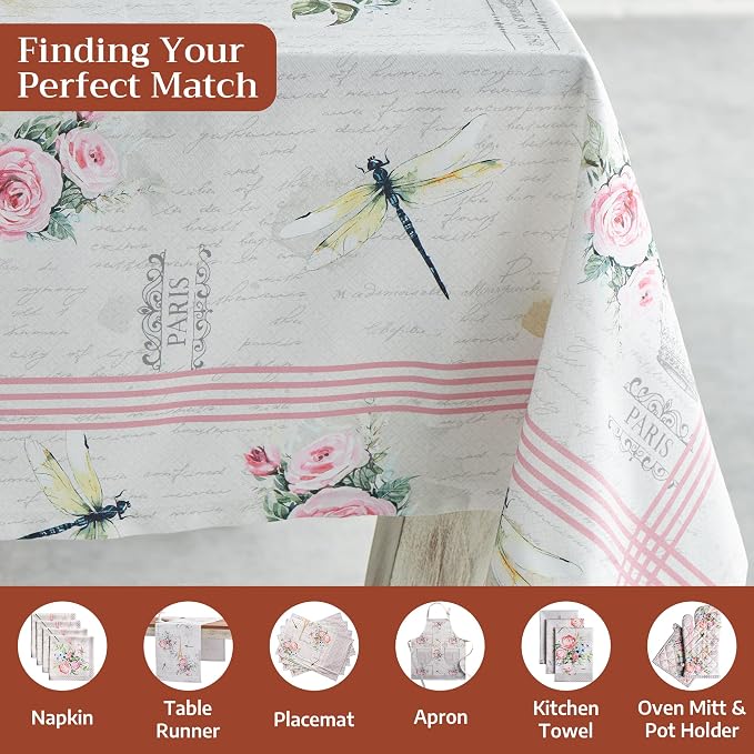 Maison d' Hermine Table Cloth Rectangle Table 100% Cotton 60 x 120 Inches Tablecloth Reusable Decorative for Dining Kitchen Room Farmhouse Party Home Hotel Restaurant Spring Summer - Champ De Mars