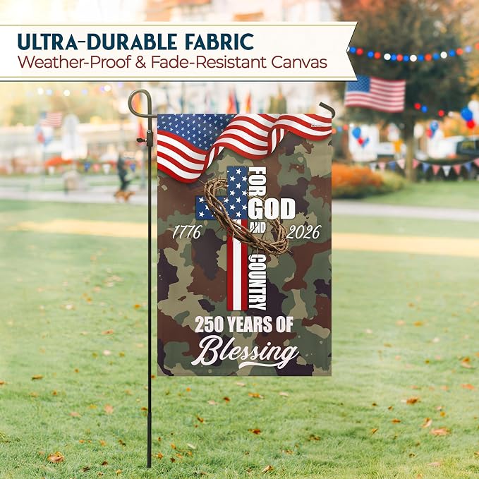 FLAGWIX American 250 Years of Blessing Flag - Polyester Double-sided Yard Flags For Outside Garden Flag (11.5" x 17.5") - 4th of July Memorial Day Decorations, Gifts For Men Veteran Army Military