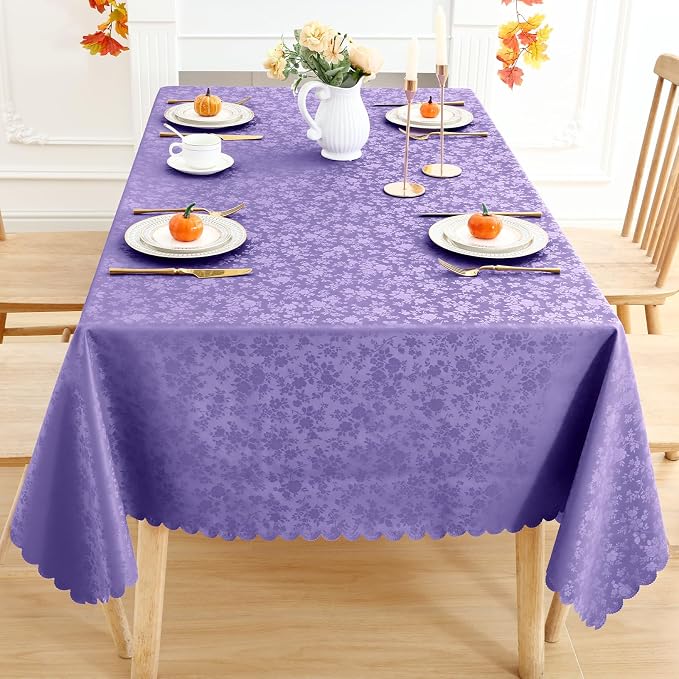 Smiry Rectangle Table Cloth, Waterproof Heavy Duty Vinyl Tablecloths, Wipeable Washable Table Cover for Kitchen and Dining Room (Purple, 60" X 102")