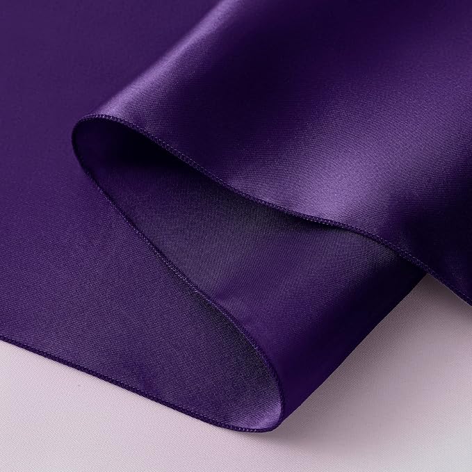 Horbaunal 2 Pack Purple Satin Table Runner 12 x 108 Inch, Smooth Table Runners for Wedding Banquets Birthday Party