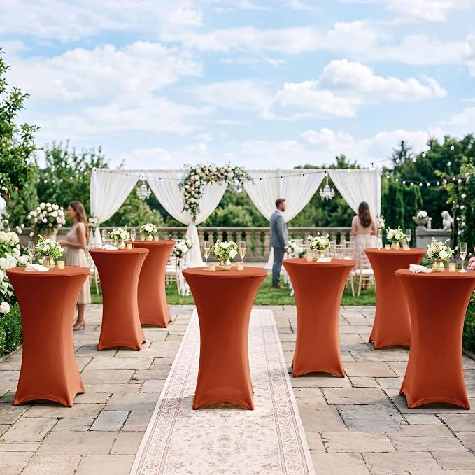 Cocktail Table Covers-Spandex Round High Top Table Cloths 8 Pack 32x43 Inch-Red Stretch Fitted Christmas Tablecloth for Pub Bistro Highboy Party Event Banquet Height Folding Satnding Tables