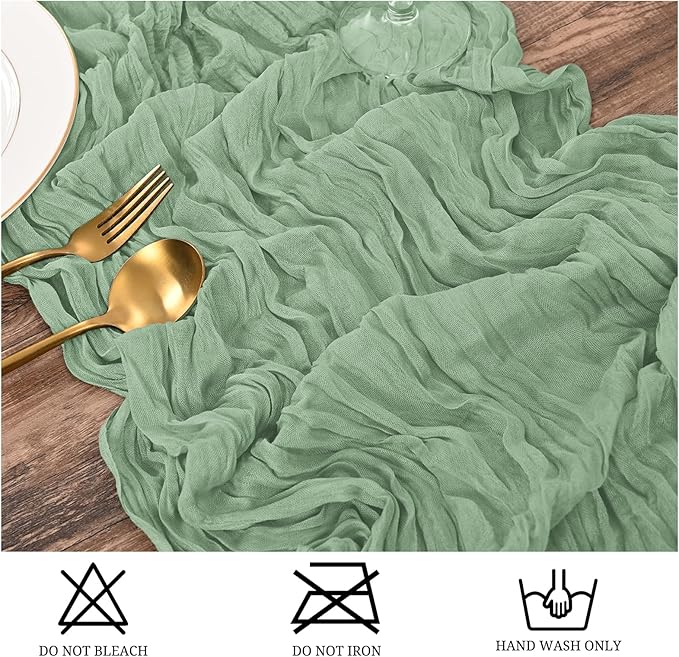 25 Pack Sage Green Table Runner 17 x 108inch Cheesecloth Table Runner Boho Gauze Table Runners Rustic Sheer Fabric Cheese Cloth Table Runners for Wedding Party Bridal Shower Farmhouse Home Decor