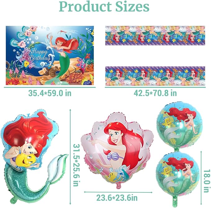 Cartoon Birthday Decorations, Include Backdrop Tablecloth Banner Balloons Hanging Swirls Tableware Set Cake Cupcake Toppers Stickers