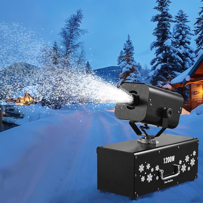 VEVOR Snow Machine, 1200W Powerful Fake Snow Maker with 90° Shaking Head, Wireless Remote Control, High Output Snowmaking Machine Coverage up to 12 ㎡ for Parade Christmas Wedding Party Stage Effect