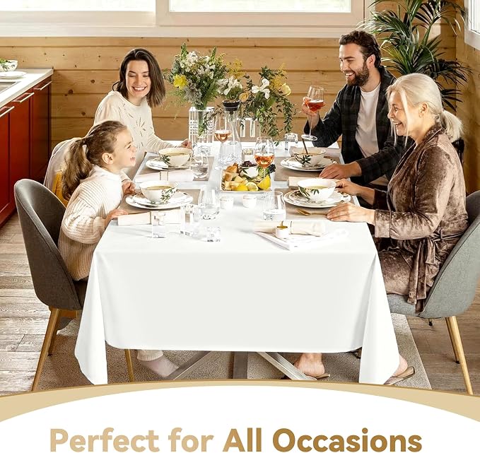 12 Pack Ivory Tablecloths for Rectangle Tables Stain and Wrinkle Resistant Washable Polyester Tablecloth 60 x 126 Inch Table Cloth Rectangle Table 6 Foot Rectangle Table Cloth for Wedding Party