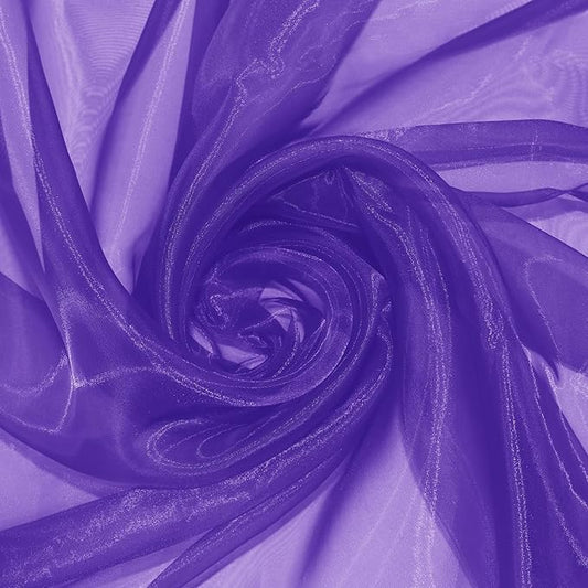 P Pothuiny Sheer Organza Fabric by The Yard, 1 Yard x 60 Inch Wide Bridal Purple Organza Tulle Fabric Roll Shiny Gauze Fashion Dress Sewing Craft for Wedding Party Decorations Backdrop