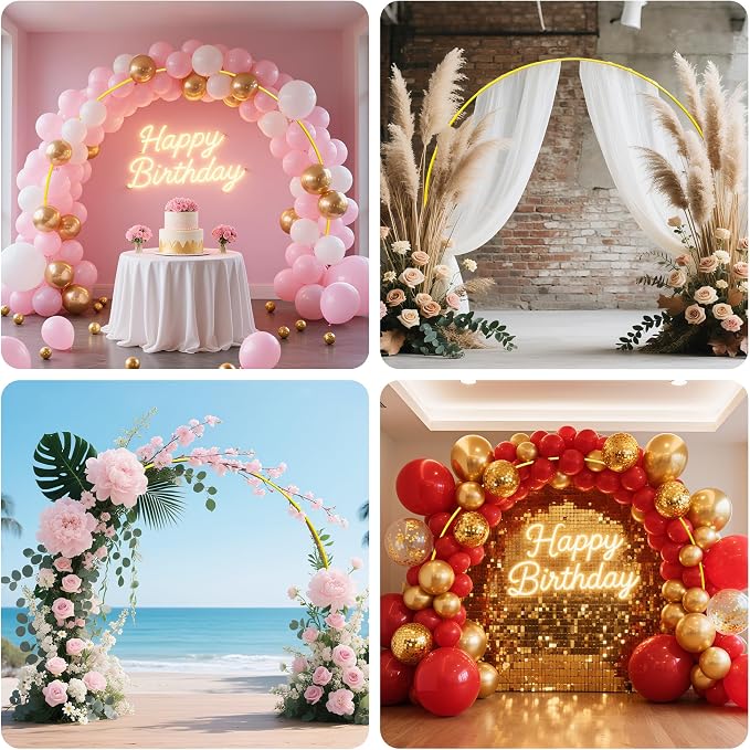 Round Balloon Arch Backdrop Stand Wedding Arch Frame 8FT Gold Metal Circle Backdrop Stand,Bridal Shower Anniversary Booth Background Decoration