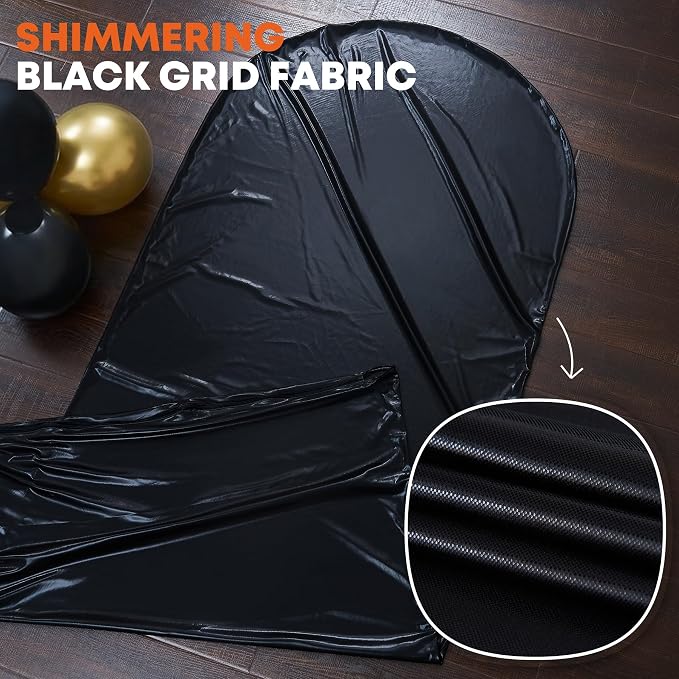 Shimmer Black Arch Backdrop Cover Set of 3 (6 6.6 7.2FT) with Zipper,Thick Soft Stretchy Sequin Glitter Spandex Fitted Chiara Cover for Wedding Birthday Baby Shower Graduation Party Photo Backdrop