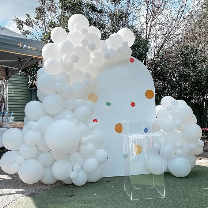 Jobkoo White Balloons 113Pcs Arch Garland Kit 5/10/12/18Inch Matte White Helium Party Balloons Latex for Birthday Engagement Decorations