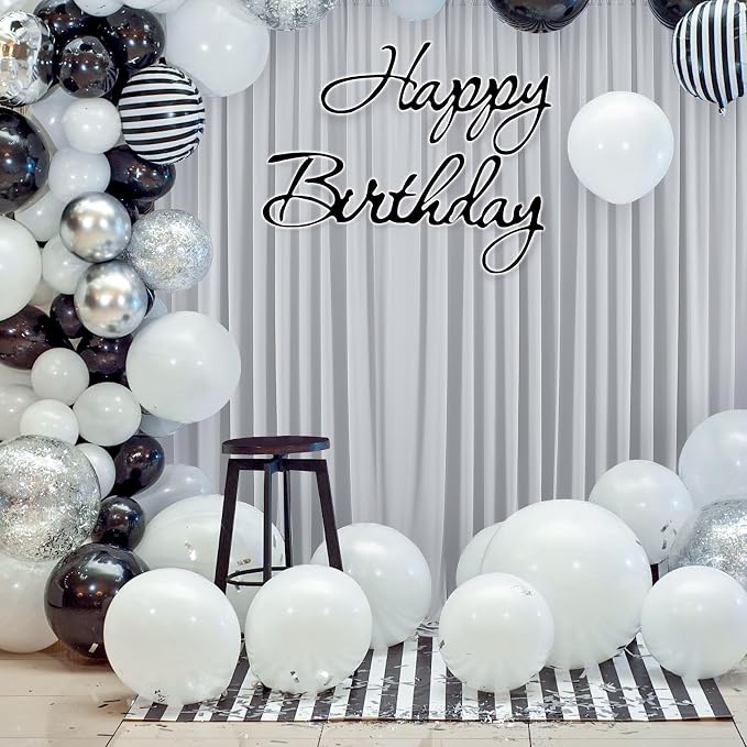 50ft×10ft Silver Wrinkle Free Backdrop Curtains for Parties, 10 Panels 5×10ft Soft Silky Polyester Light Gray Photo Backdrop Drapes for Wedding Birthday Baby Shower Party Photography Decor