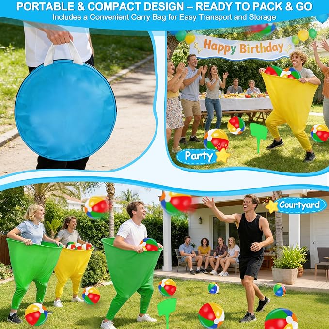 Granny Pants Yard Game Set, Granny Pants Family Party Outdoor Games with Pants Bouncy Balls Stakes Storage Bag for Large Group, Birthday Party Gift, Carnival Party Reunion Gathering