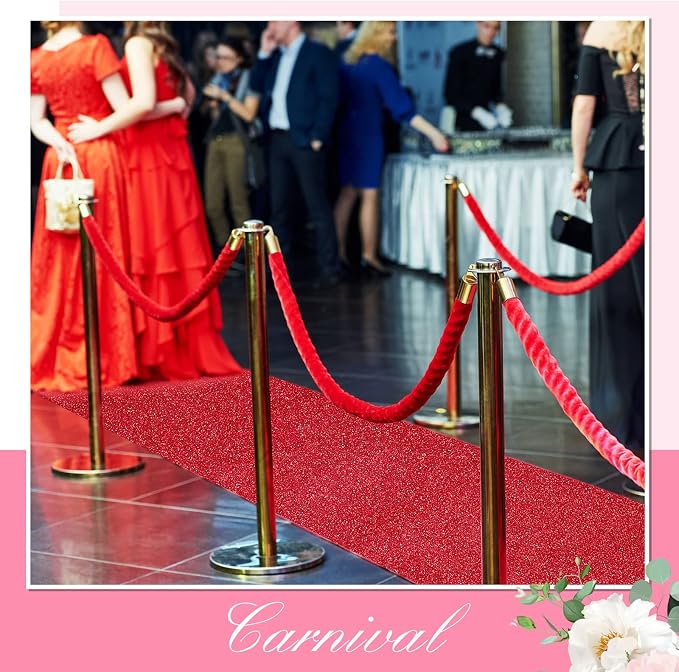 Shihanee Sequin Aisle Runner for Wedding Glitter Rug with Carpet Tape Sparkly Prom Outdoor Floor Birthday Carpet Runner for Ceremony Event Graduation Party(4 x 15 ft,Red)