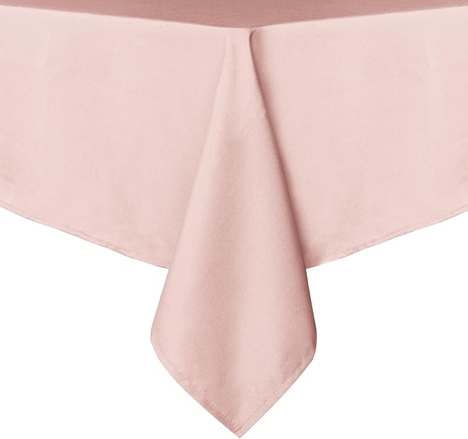 sancua Rectangle Tablecloth - 90 x 132 Inch - Stain and Wrinkle Resistant Washable Polyester Table Cloth, Decorative Fabric Table Cover for Dining Tables, Buffet Parties and Camping, Blush