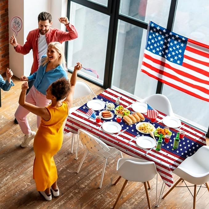 54IN X 320FT Patriotic Tablecloth for 4th of July Independence Day Decorations,Tablecloth Roll with Cutting Box,Memorial Day Decorations, Veterans Day Supplies