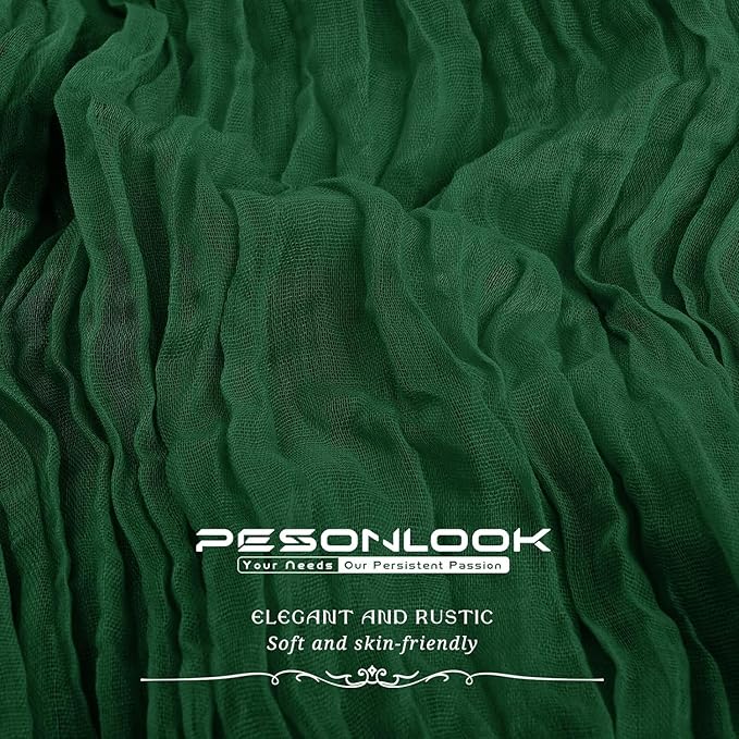 24 Pack Dark Green Cheesecloth Table Runner, 10FT Long Romantic Sheer Cheesecloth Rustic Boho Table Runner for Wedding Baby Shower Birthday Bridal Party Decorations(Dark Green)