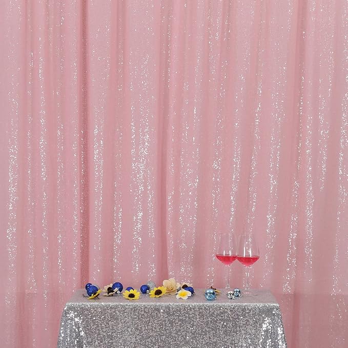 Poise3EHome Pink Sequin Backdrop, 10Ft x 10Ft Glitter Photography Background Curtains for Party Baby Shower Wedding Birthday Christmas Thanksgiving Halloween Decoration