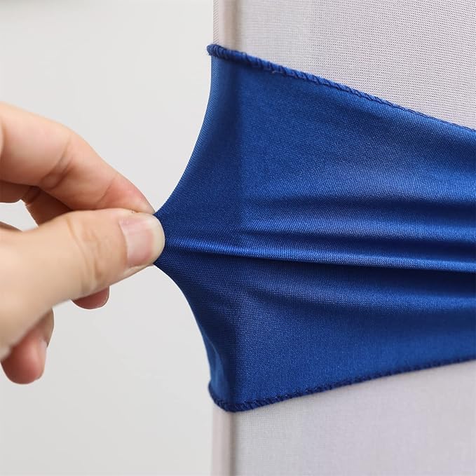 Spandex Chair Sashes Bands 100PCS Stretch Chair Cover Ties Bows with Buckle Slider Wedding Party Reception Banquet Decoration (Royal Blue)