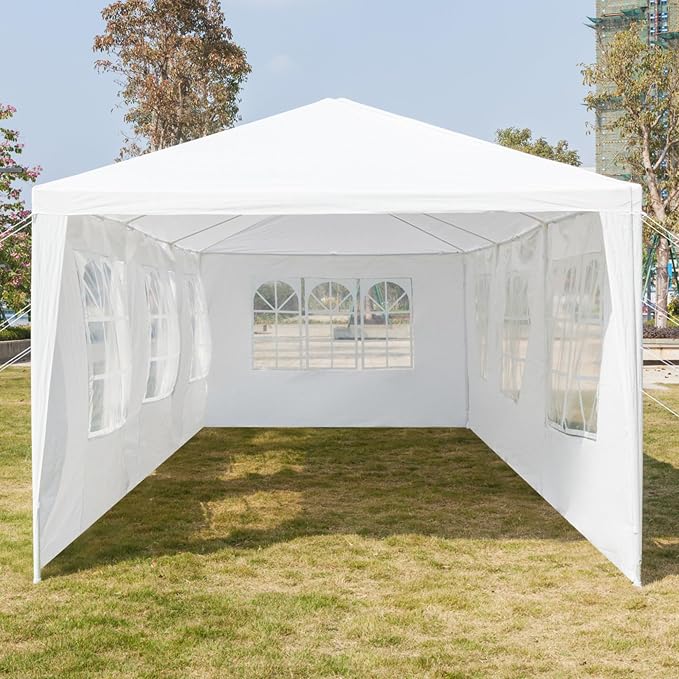 10x30 Outdoor Canopy Tent for Parties, Waterproof Party Tent with 7 Removable Sidewalls & Windows, Heavy Duty Outdoor Canopy for Wedding, Backyard Events & Commercial Use, White