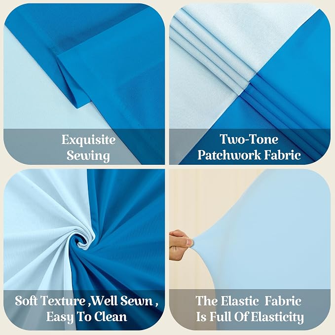 Wedding Arch Backdrop Cover Set of 3, Blue and Dark Blue Double Color Arch Stand Cover, 6FT, 5FT, 4FT Spandex Fitted Arch Cover for Wedding Baby Shower Party Banquet Photography Background Decoration