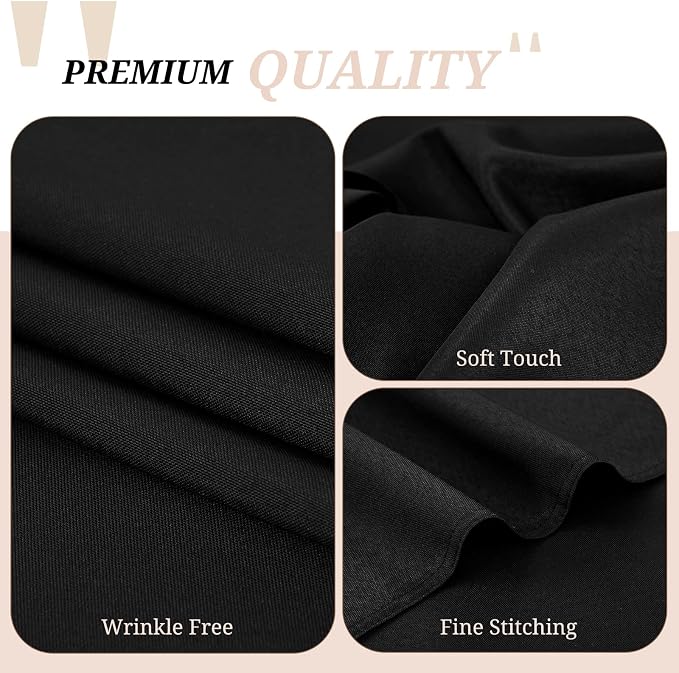 Pesonlook 10Pack Rectangle Tablecloth 60 x 126 inch, Black Polyester Table Cloth for 8 Foot Rectangle Tables, Washable Fabric Table Covers Polyester Table Clothes for Wedding Reception Banquet Party