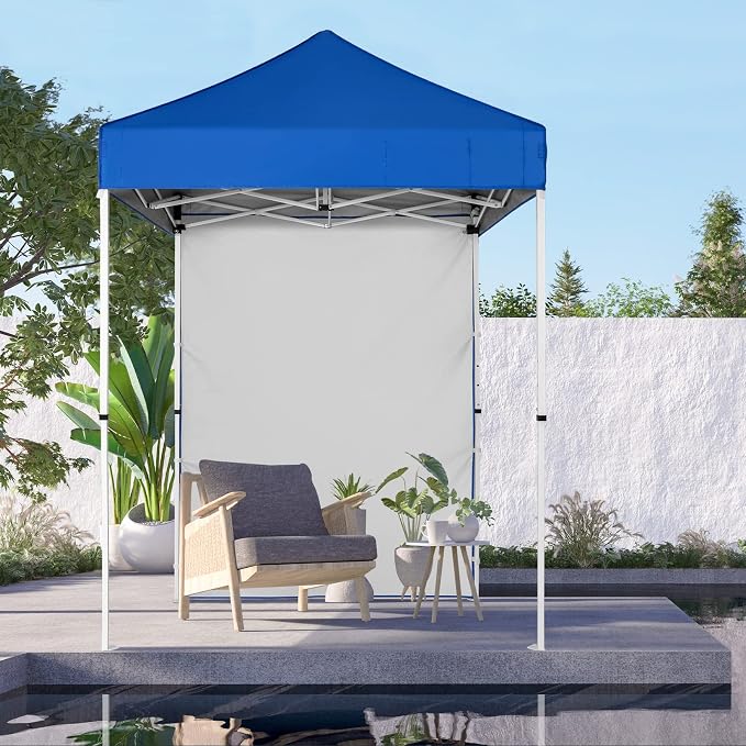 COOS BAY 5x5 Pop Up Canopy Tent with Side Wall, Easy Setup Portable Sun Shelter with Carry Bag, Outdoor Shade for Beach, Camping, Sports & Backyard, Blue