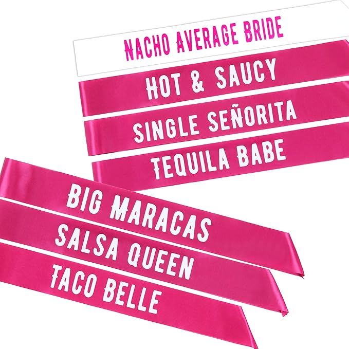 Final Fiesta Bachelorette Sashes | 7 Pack | 1 Bride to be Sash and 6 Bride Tribe Sashes with Fun Final Fiesta Phrases