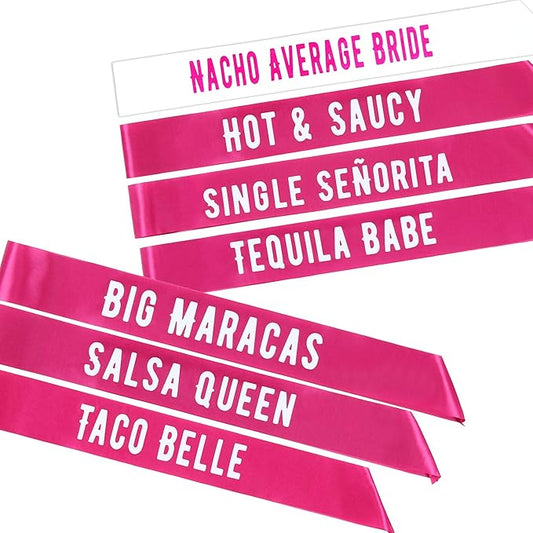 Final Fiesta Bachelorette Sashes | 7 Pack | 1 Bride to be Sash and 6 Bride Tribe Sashes with Fun Final Fiesta Phrases