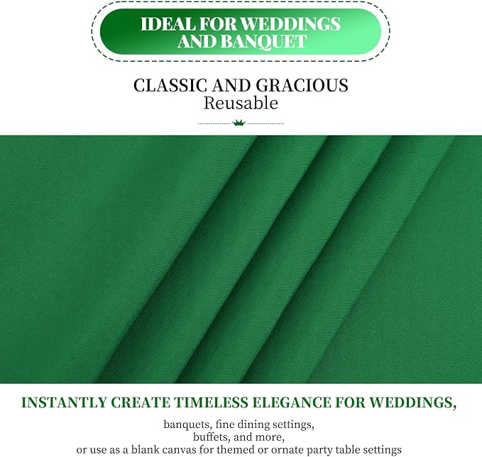 8 Packs Green Round Tablecloth - 120 Inch, Premium Polyester Table Cloth for Round Tables, Washable Fabric Table Covers for Wedding, Party, Banquet, Dining Tables and Camping