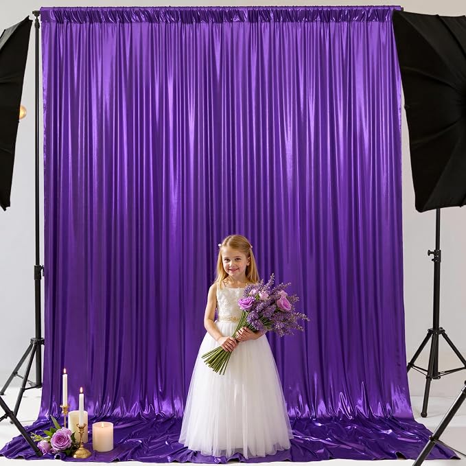 20x10 ft Wrinkle Free Purple Sequin Backdrop Curtain for Parties,Thick Not Fall-Off Glitter Backdrop Drapes,4 Panels 5x10ft Shimmer Photo Back Drop Cloth for Wedding Birthday Photography Background