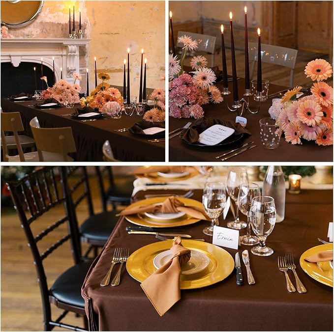 8 Pack Brown Tablecloth 60 x 102 Inch Rectangular Table Cloth for 6 Foot Rectangle Tables, Wrinkle Resistant Washable Rectangle Fabric Table Covers for Wedding Party Banquet Buffet and Camping