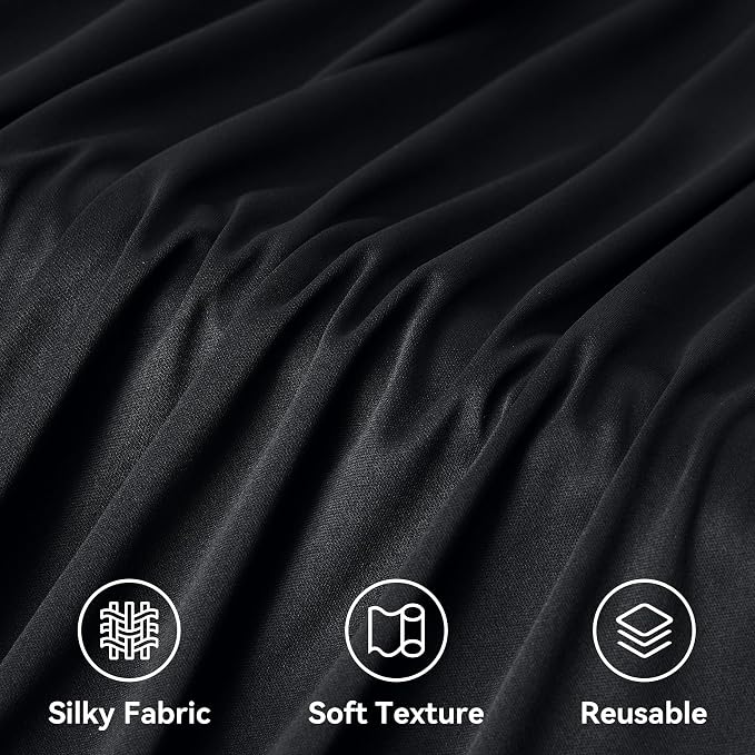 10ft x 40ft Black Ceiling Drapes for Wedding Parties, Wrinkle Free Thick Polyester 40ft Extra Long Wedding Draping Black Ceiling Curtains Arch Drapery for Birthday Party Canopy Tent Decor