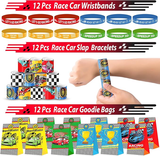 PLOUGVI 232PCS Race Car Birthday Party Favors Decorations Supplies Goodie Bag Stuffer Pinata Filler, Cars Themed Favors for Wheel Birthday Decorations