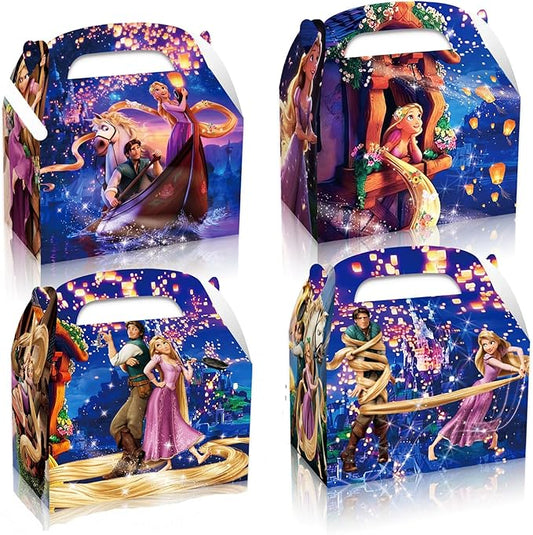 Lamden 12Pcs Rapunzal Birthday Party Supplies, Cartoon Treat Boxes Candy Gift Bags Party Favors for Princess Theme Party Decorations School Classroom Rewards Prizes