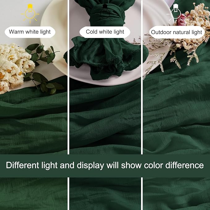 LZY 120 Pack Gauze Cheesecloth Napkins 20x20 Inch Dinner Cloth Napkins, Soft Boho Table Napkins Rustic Wrinkled Cheese Cloth Napkins Bulk for Wedding Party Baby Shower Event Decor (Emerald Green)