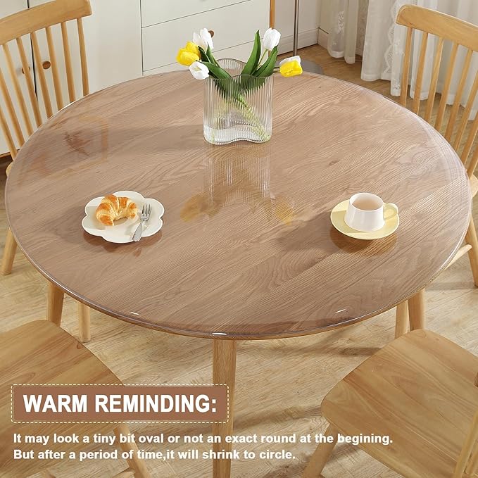LovePads Round Clear Table Cover Protector 41 Inch, 2mm Thick Table Protector for Dining Room, Waterproof Plastic Cover PVC Vinyl Tablecloth, Circle Tabletop Protective Pad for Furnture Surface