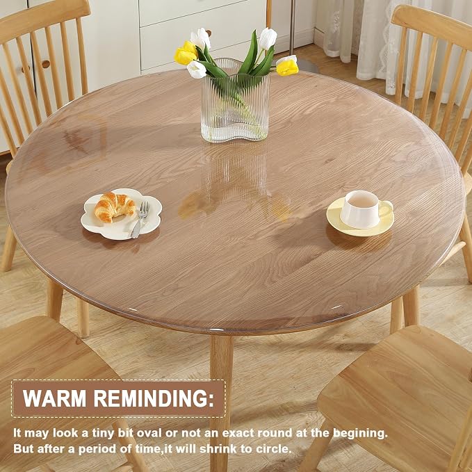 LovePads Round Clear Table Cover Protector 30 Inch, 2mm Thick Table Protector for Dining Room, Waterproof Plastic Cover PVC Vinyl Tablecloth, Circle Tabletop Protective Pad for Furnture Surface