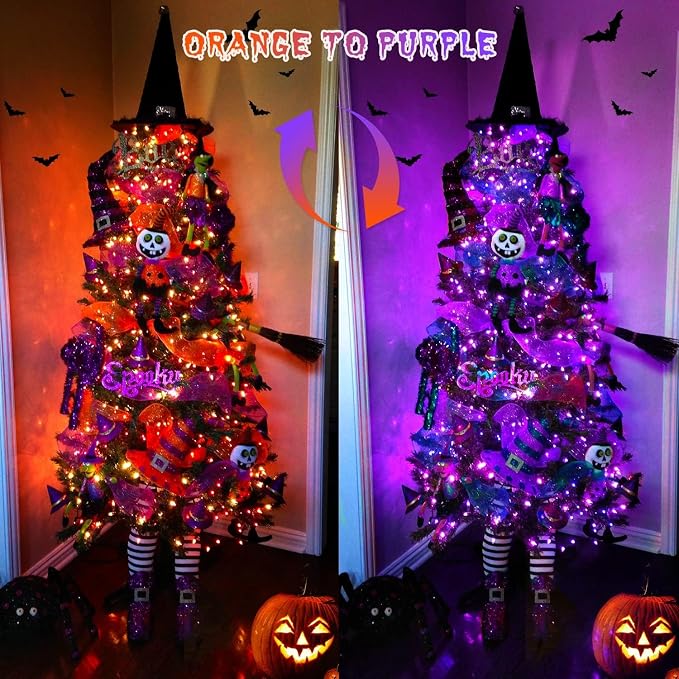 JMEXSUSS 250 LED Orange to Purple Christmas String Lights Indoor Outdoor Waterproof for Garden Patio Party Halloween Christmas Decorations