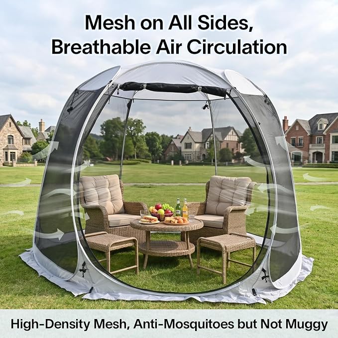 LEEDOR Pop Up Screen House, 6-10-15 Person Outdoor Screen Tent，Camping Screen Room with Carry Bag, Screened Gazebo with Mosquito Netting, Instant UV Resistant Sun Shelter for Garden, Patio, Backyard