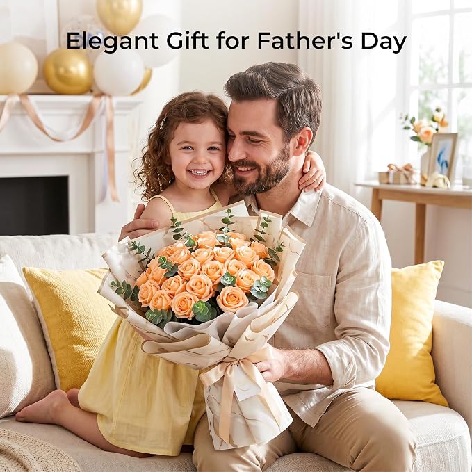 Auihiay 60PCS Artificial Roses, Champagne Roses, Velvet Silk Roses, Realistic Artificial Flowers for Wedding Centerpiece Decor, Bridal Bouquets, Father's Day Decor, Birthday & Valentine's Day Gift