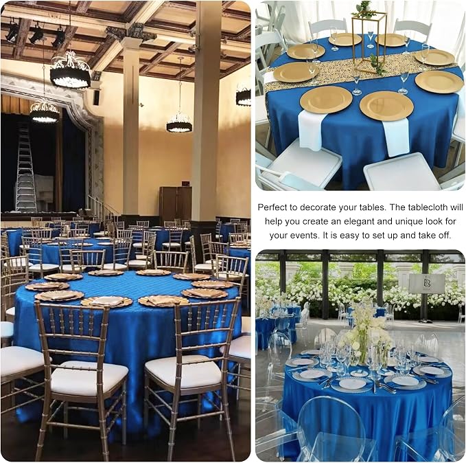 4 Pack Round Tablecloth 70 Inch Polyester Blue Tablecloths for Round Tables Washable Fabric Table Covers for Wedding Dining Table Buffet Parties Banquet（Blue）