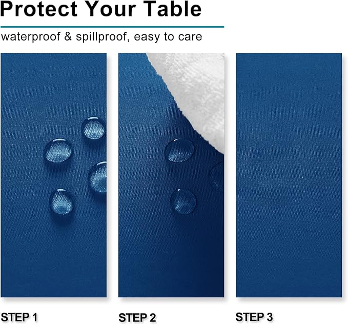 Hiasan Tablecloth for Rectangle Tables - 70 x 140 inch - Waterproof, Spillproof & Wrinkle Resistant Washable Polyester Table Cloth for Dining/Party/Outdoor Picnic, Royal Blue